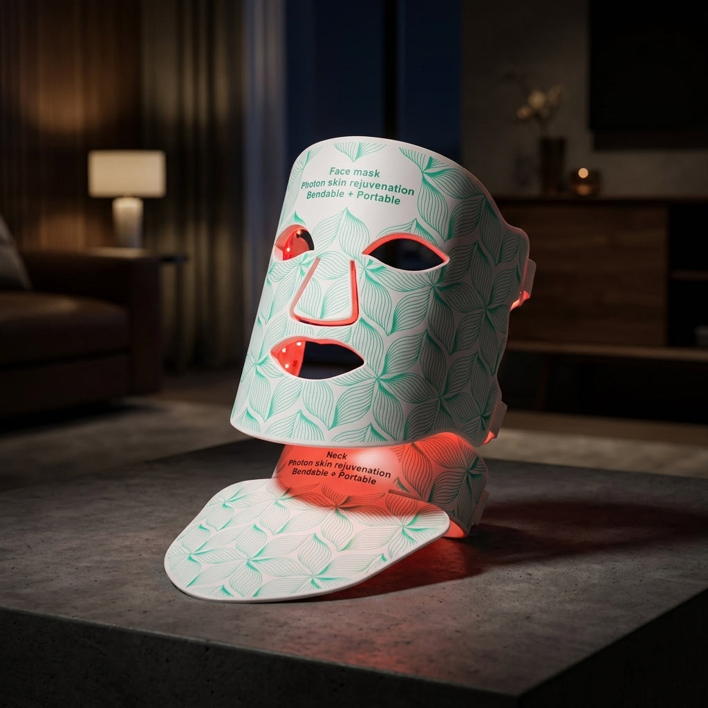 Futora Glow mask held in two hands showing flexibility and scale