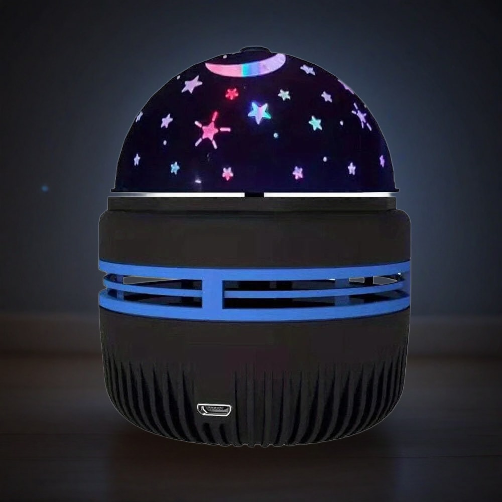 Futora Galaxy Projector with starfield dome glowing in a cozy aesthetic bedroom