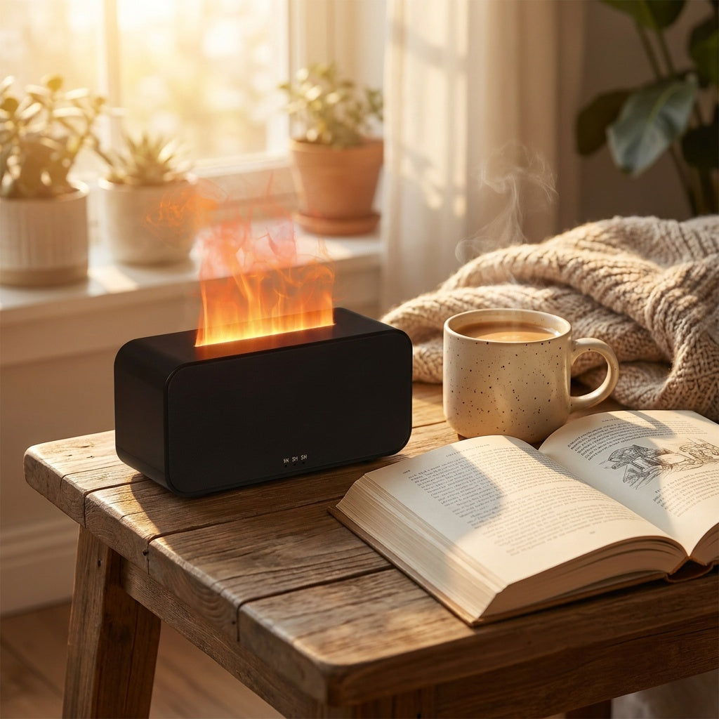 Futora Flame Diffuser by sunlit window
